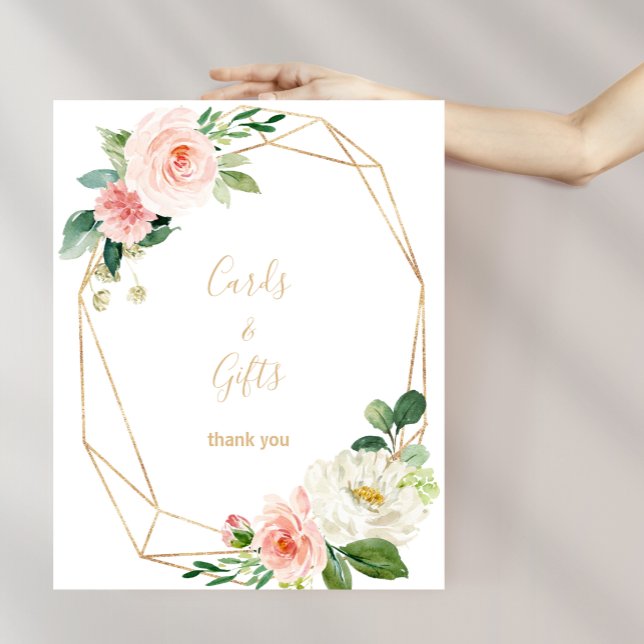 Greenery & Gold Geometric Cards and Gifts Sign