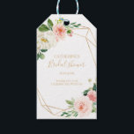 Greenery & Gold Geometric Elegant Bridal Shower Gift Tags<br><div class="desc">These bridal shower bridal shower gift tags are perfect for a modern wedding shower celebration. The design features lovely white,  pink,  and blush hand-painted roses and a touch of greenery,  adorning gold geometric frames,  inspiring artistic beauty.</div>