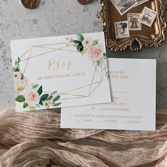 Greenery Gold Geometric Elegant Floral Menu Choice (Creator Uploaded)