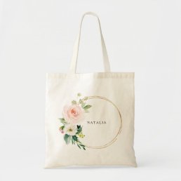 Greenery &amp; Gold Geometric Elegant Floral Tote Bag