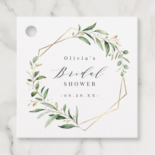 Greenery Gold Geometric Thank You Bridal Shower Favor Tags