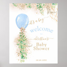 Greenery Gold Glitter Eucalyptus Balloon Welcome