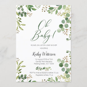 Greenery Gold Glitters Botanical Baby Shower Invitation