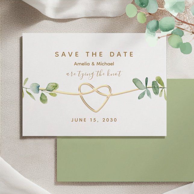 Greenery Gold Heart Wedding Save The Date (Creator Uploaded)