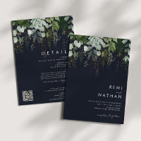 Greenery Gold Leaf | Dark Navy All In One QR Code