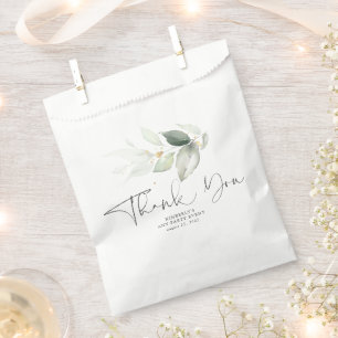 Greenery Gold Leaves Elegant Thank You Favor Bag