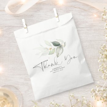 Greenery Gold Leaves Elegant Thank You Favor Bag by lovelywow at Zazzle