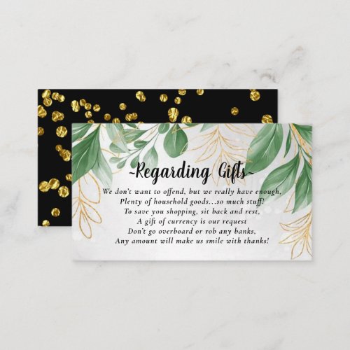 Greenery Gold Leaves Honeymoon Fund Cards