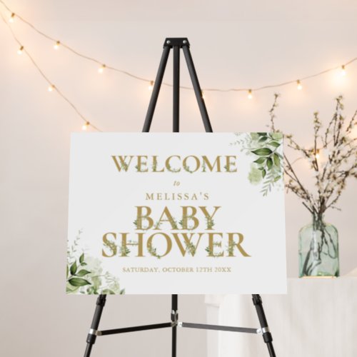Greenery Gold Letter Baby Shower Welcome Sign