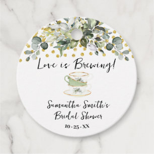 Greenery Gold Love is Brewing Tea Shower Favor Tags