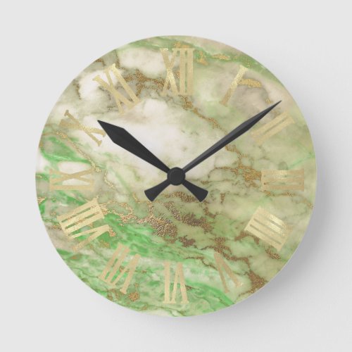 Greenery Gold Mint Marble Sepia Minimal Black Round Clock