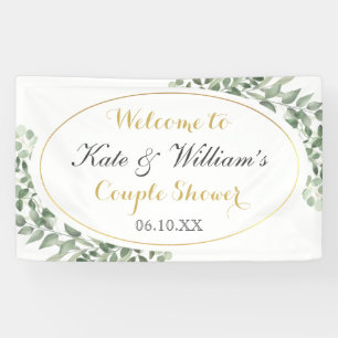 Greenery Gold Monogram Elegant Couples Shower  Banner