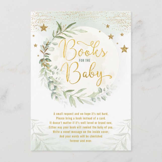 Greenery Gold Moon Twinkle Star Books for Baby Enclosure Card (Front)