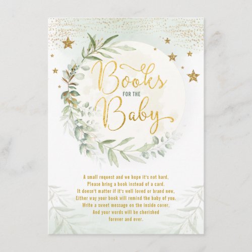 Greenery Gold Moon Twinkle Star Books for Baby Enclosure Card