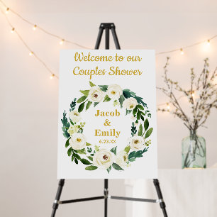 Greenery Gold Personalized Names Couples Shower Foam Board