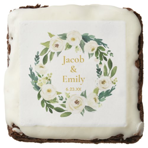 Greenery Gold Personalized Names Date Wedding Brownie