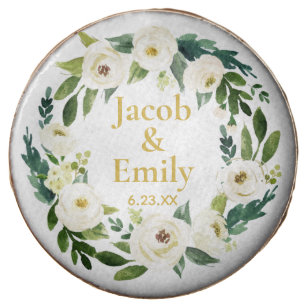 Greenery Gold Personalized Names Date Wedding Chocolate Covered Oreo