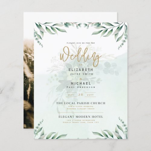 Greenery Gold PHOTO Wedding Invite BUDGET