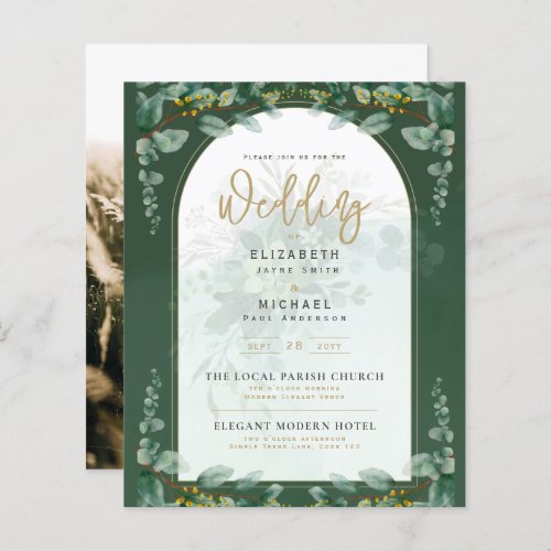 Greenery Gold PHOTO Wedding Invite BUDGET