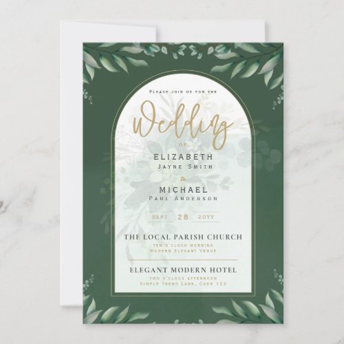 Greenery Gold PHOTO Wedding Invite LeahG