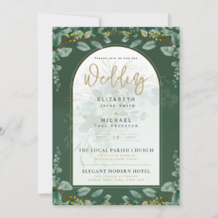 Greenery Gold PHOTO Wedding Invite LeahG