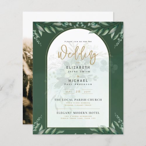 Greenery Gold PHOTO Wedding Invite LeahG