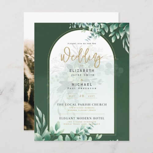 Greenery Gold PHOTO Wedding Invite LeahG