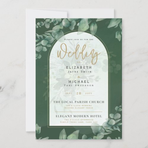 Greenery Gold PHOTO Wedding Invite LeahG