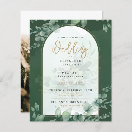 Greenery Gold PHOTO Wedding Invite LeahG