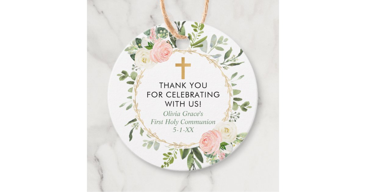 Greenery Baptism Thank You Tags