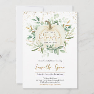 Greenery Gold Pumpkin Baby Shower Invitation