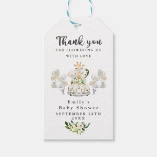 Greenery Gold Safari Animals Drive By Baby Shower Gift Tags