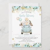 Greenery Gold Safari Animals Drive By Baby Shower Invitation (Front)