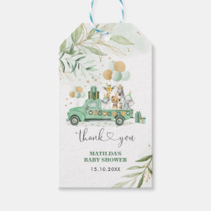 Greenery Gold Safari Jungle Animals Baby Shower Gift Tags