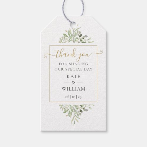 Greenery Gold Script Thank You Wedding Favor Gift Gift Tags