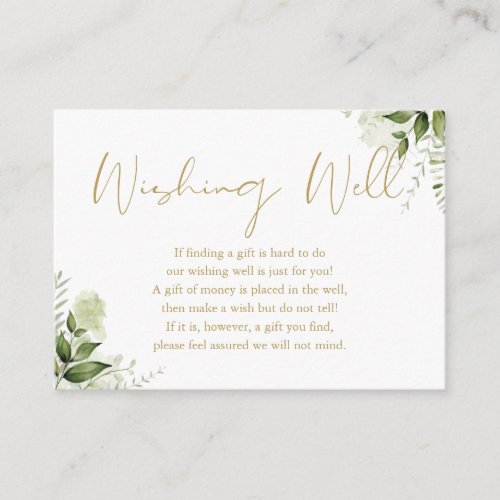 Greenery Gold Script Wishing Well Wedding Enclosure Card