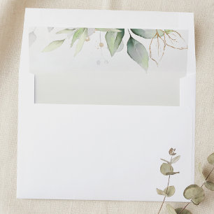 Greenery Gold Watercolor Baby Dedication Envelope Liner