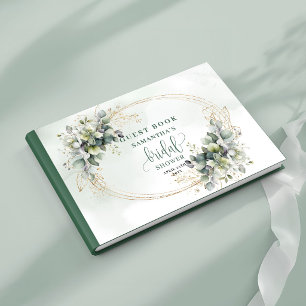 Greenery Gold Watercolor Bridal Shower Guest Book