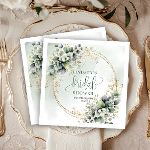 Greenery Gold Watercolor Bridal Shower Party Napki Napkins