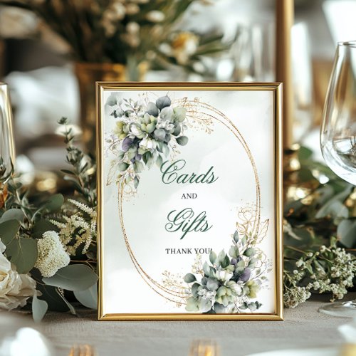 Greenery Gold Watercolor Cards And Gifts Sign
