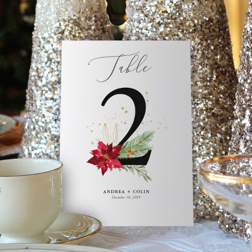 Greenery  Gold Watercolor Holiday Table Number 2
