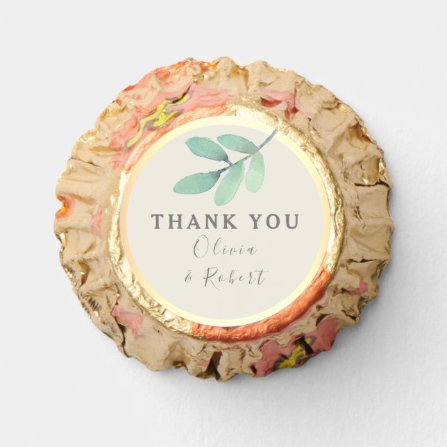 Greenery Gold Wedding Favor Candy (Front)