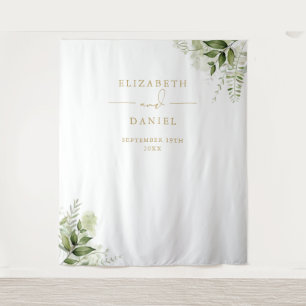 Greenery Gold Wedding Photo Booth Backdrop