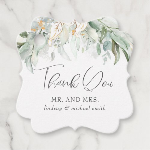 Greenery Gold Wedding Thank You Favor Tags