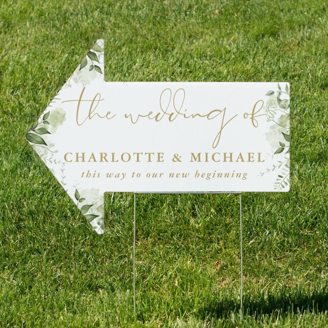 Greenery Gold Wedding This Way Arrow Sign (Greenery Gold Wedding This Way Arrow Sign)