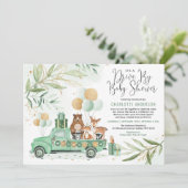 Greenery Gold Woodland Drive Through Baby Shower Invitation (Standing Front)