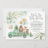 Greenery Gold Woodland Drive Through Baby Shower Invitation (Front)
