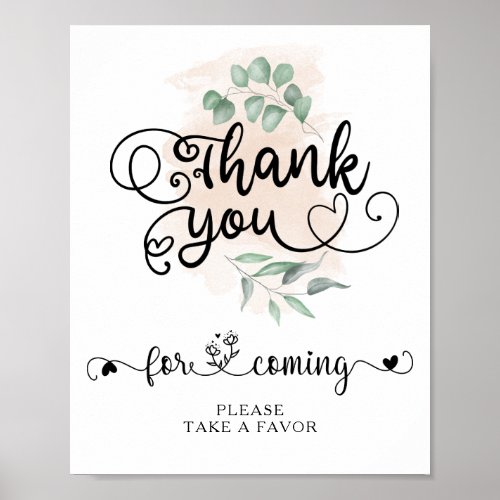 Greenery Golden Wedding Thank you Take favor sign