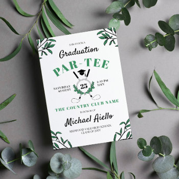 Greenery Golf Themed Graduation Party Invitation by Paperpaperpaper at Zazzle