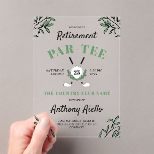 Greenery Golf Themed Retirement Party Acrylic Invitations